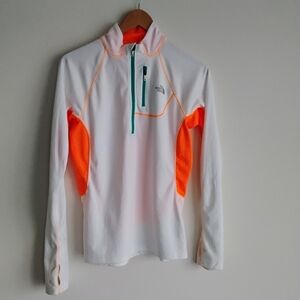 North Face Women’s Impulse Active Shirt Flash Dry White Orange Vitamin C MEDIUM